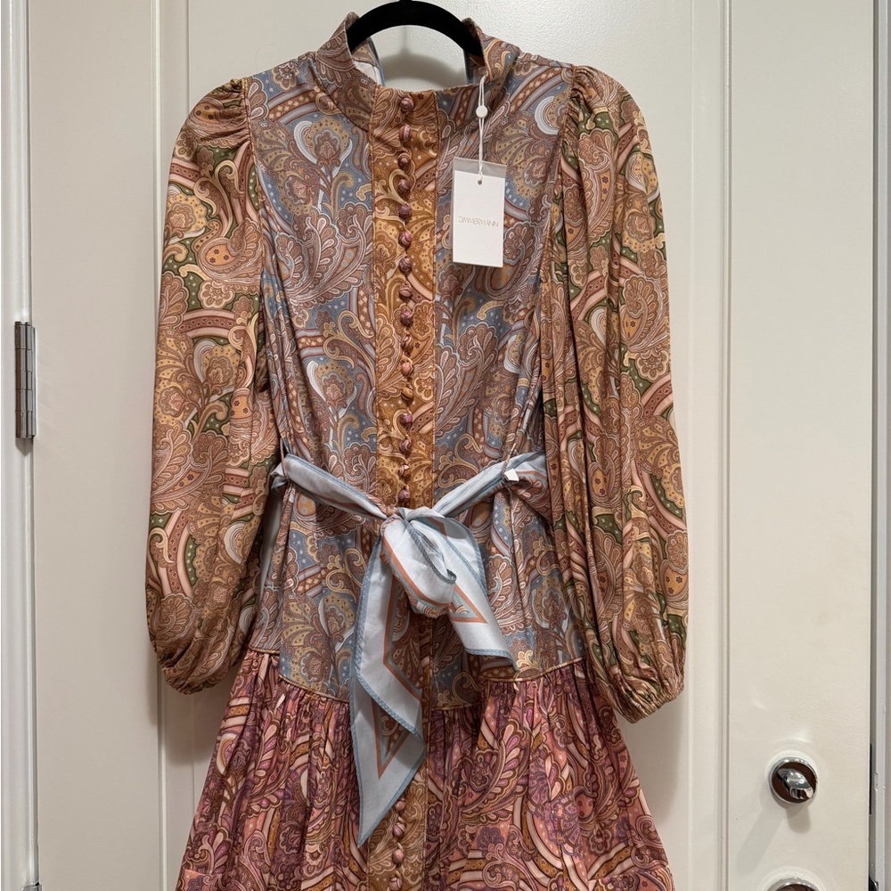Zimmermann Tempo Buttoned Mini Dress - Spliced Paisley NWT SIZE 0 - Picture 6 of 7